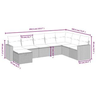 VidaXL Ensemble de canapés de jardin rotin synthétique  