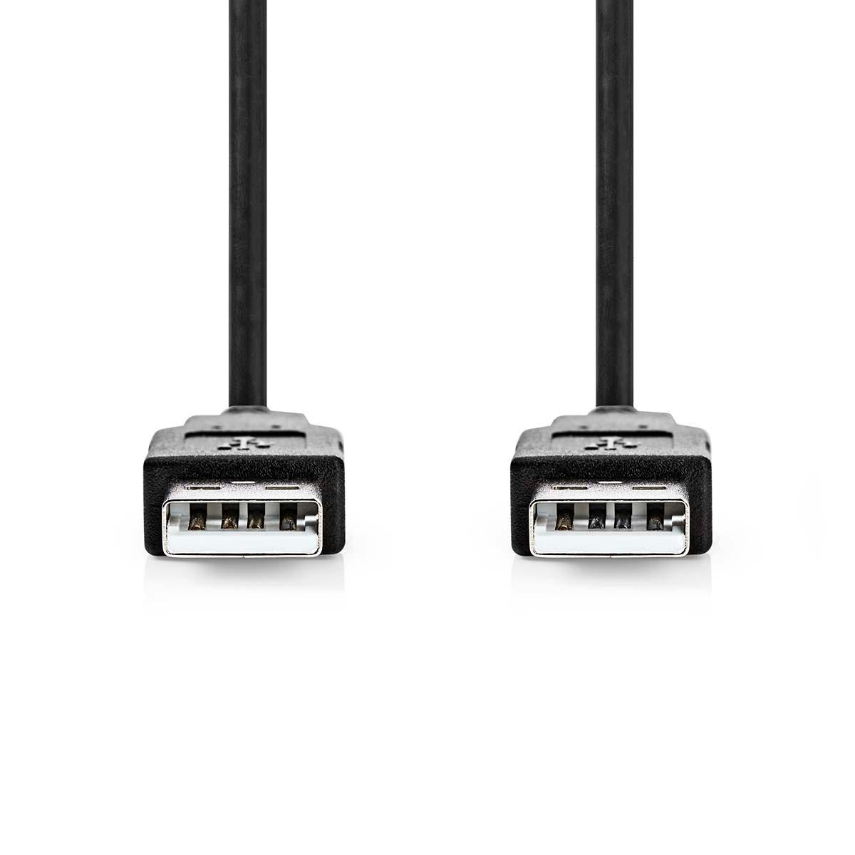 Nedis  Cavo USB | USB 2.0 | USB-A maschio | USB-A maschio | 480Mbps | Nichelato | 2,00 | Rotondo | PVC | Nero | Etichetta 
