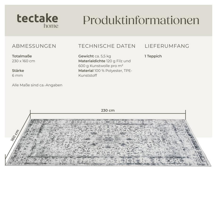 Tectake Vintage Designer Teppich Aliya verschiedene Größen orientalisches Muster  