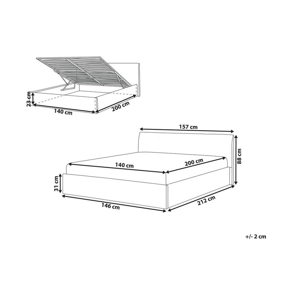 Beliani Letto contenitore en Bouclé  ORBEY  