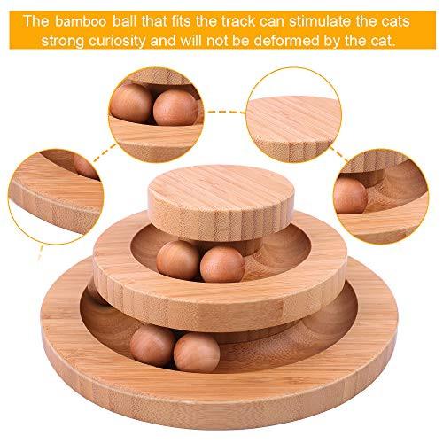 Alopini  Interaktives hölzernes Katzenspielzeug doppellagigierender Ball Schaukelrolle für Katzen 