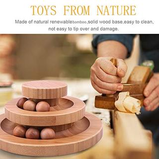 Alopini  Interaktives hölzernes Katzenspielzeug doppellagigierender Ball Schaukelrolle für Katzen 