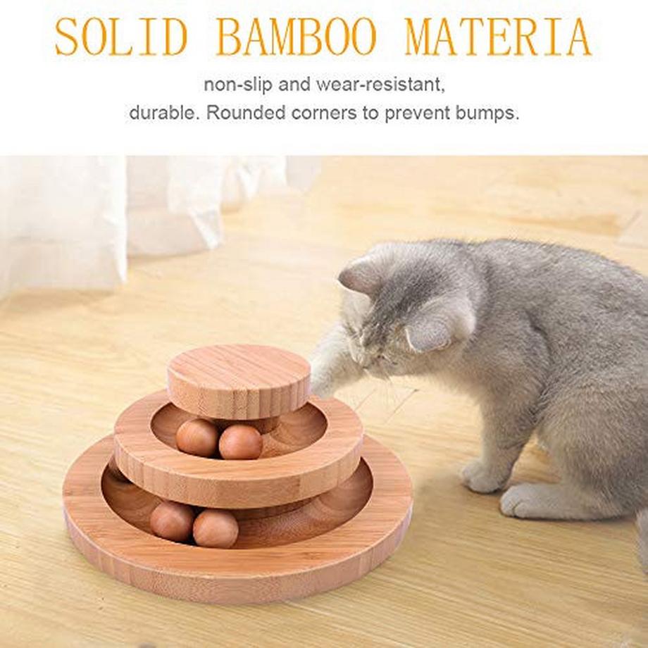 Alopini  Interaktives hölzernes Katzenspielzeug doppellagigierender Ball Schaukelrolle für Katzen 