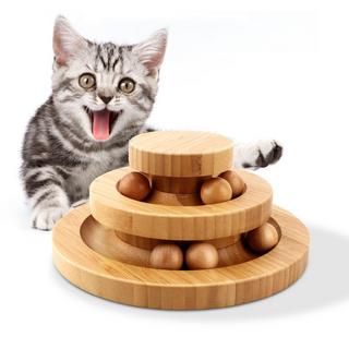 Alopini  Interaktives hölzernes Katzenspielzeug doppellagigierender Ball Schaukelrolle für Katzen 