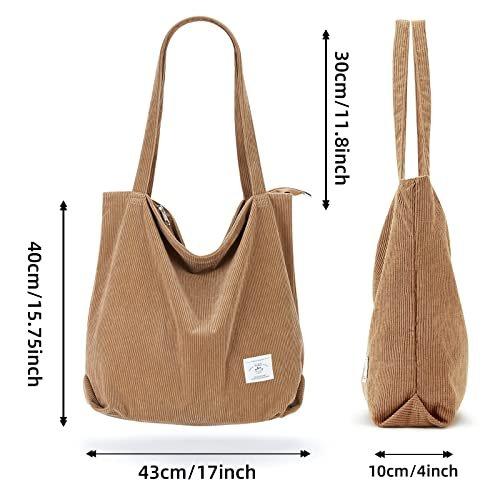 Only-bags.store  cord Tasche Umhängetasche mit Reißverschluss, Groß Shopper Tasche Tote Bag Handtasche 
