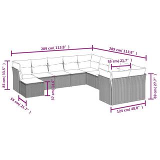 VidaXL Ensemble de canapés de jardin rotin synthétique  