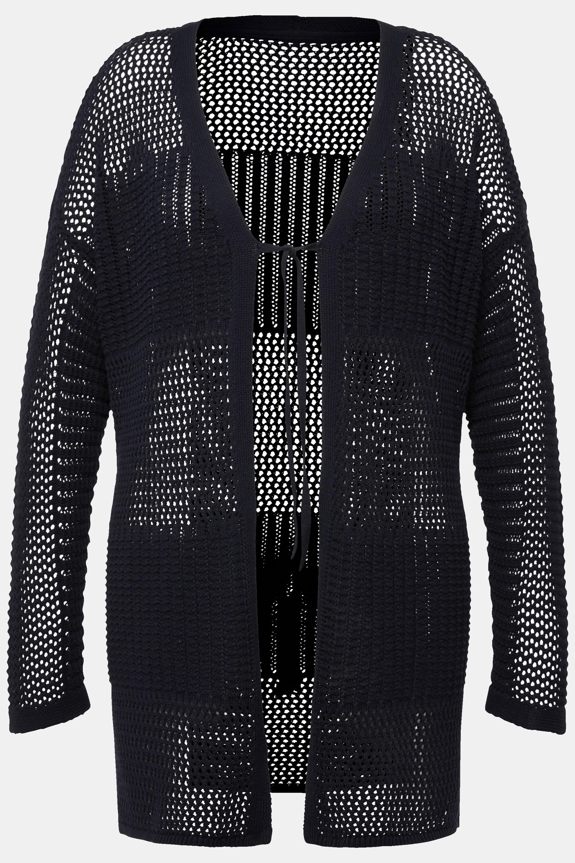 Ulla Popken Cardigan Oversize Maille Ajourée Rayé  