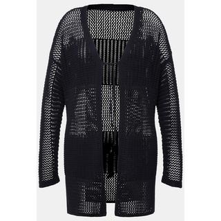 Ulla Popken Cardigan Oversize Maille Ajourée Rayé  