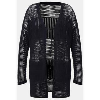 Ulla Popken  Cardigan dal taglio oversize in maglia traforata con scollo a V 