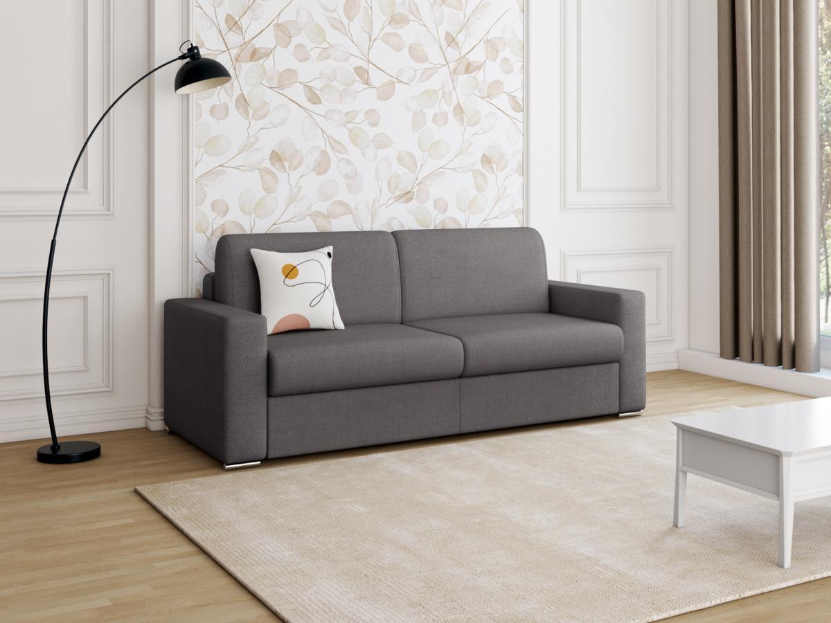 LINEA SOFA Schlafsofa mit Matratze 4-Sitzer Stoff - Anthrazit - Liegefläche mit Lattenrost: 160 cm - Matratzenhöhe: 18 cm mit Memory Schaum - CALITO  