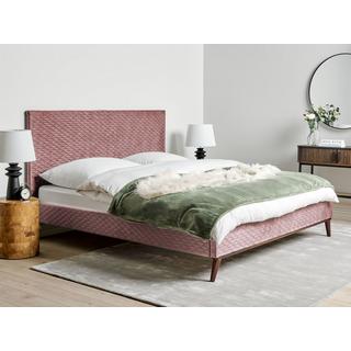 Beliani Bett mit Lattenrost aus Samtstoff Retro BAYONNE  