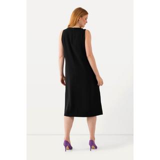 Ulla Popken  Acetat-Midikleid, A-Linie, Rundhals, ärmellos, Taschen 