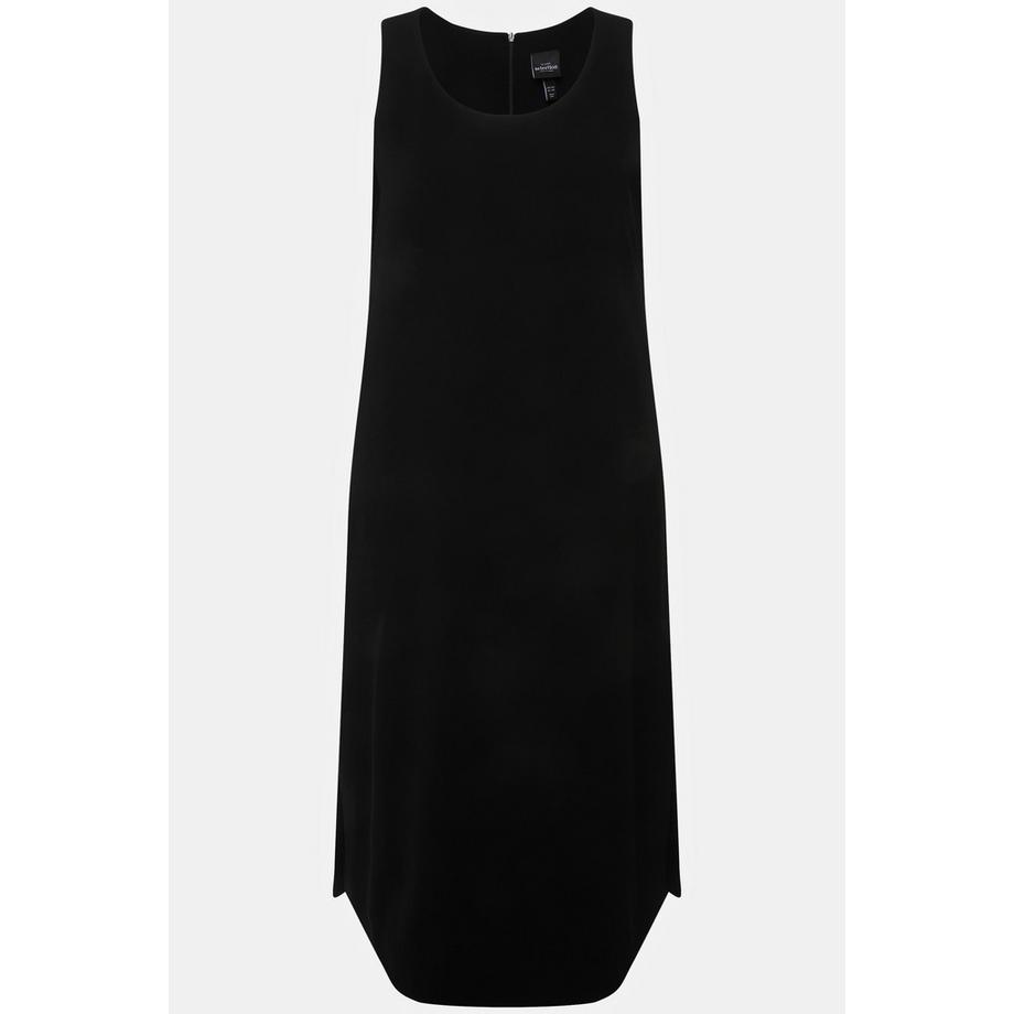 Ulla Popken Acetat Midikleid A-Linie Rundhals ärmellos mit Taschen  