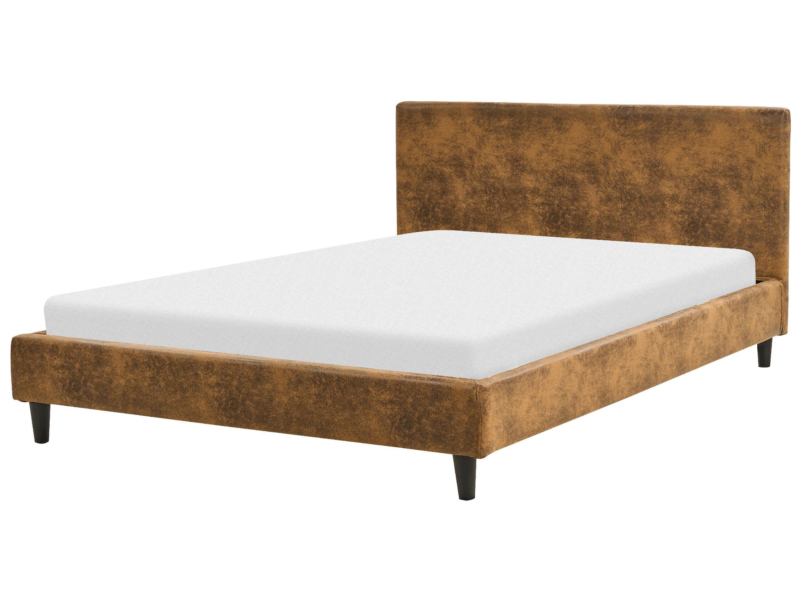 Beliani Bett mit Lattenrost aus Kunstleder Retro FITOU  