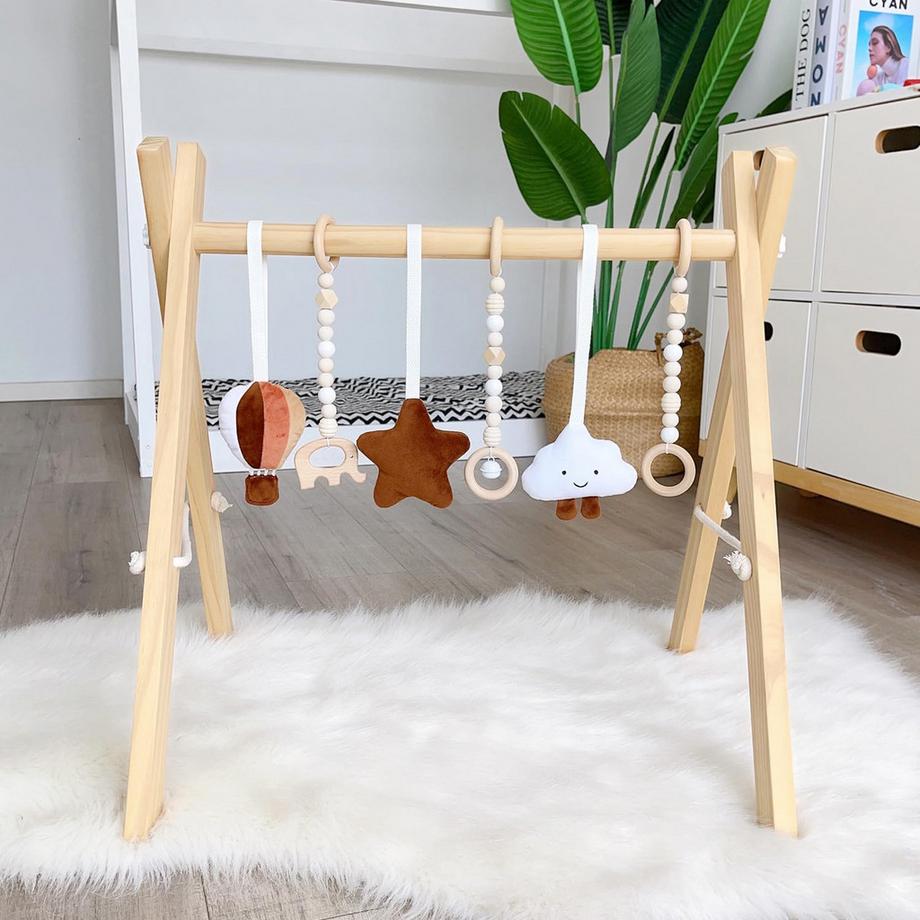 Spieltrapez, hölzernes Babyspielzeug Puzzle Gymnastik Aktives Spielzeug Baby, Kinderzimmer Dekoration