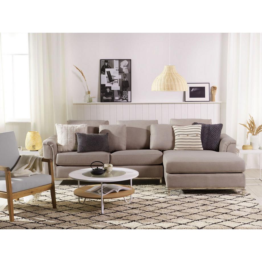 Beliani Canapé d'angle gauche en Tissu Traditionnel OSLO  