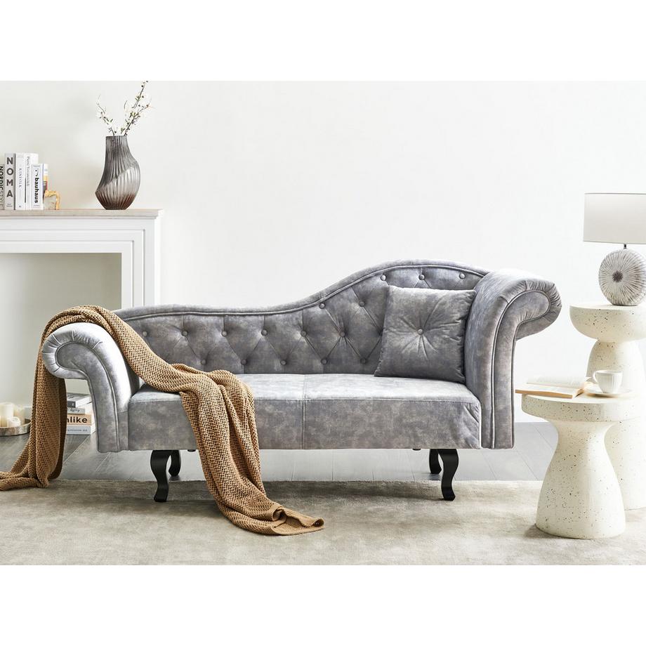 Beliani Rechtsseitige Chaiselounge aus Samtstoff Retro LATTES  