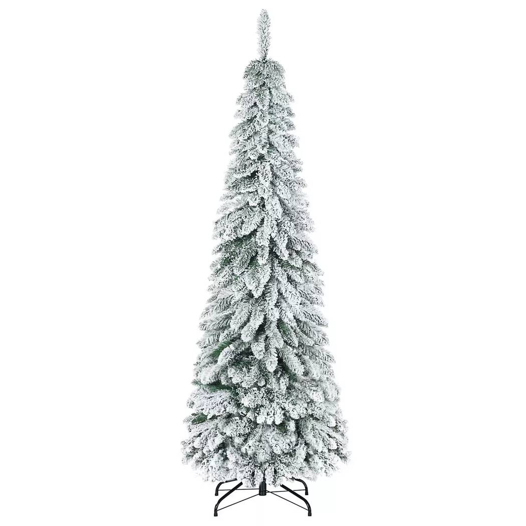 Northio - Künstlicher Weihnachtsbaum 180 cm Kunst Tannenbaum mit Kunstschnee und Standfuß, 523 Astspitzen für festliche Dekoration, 180cm