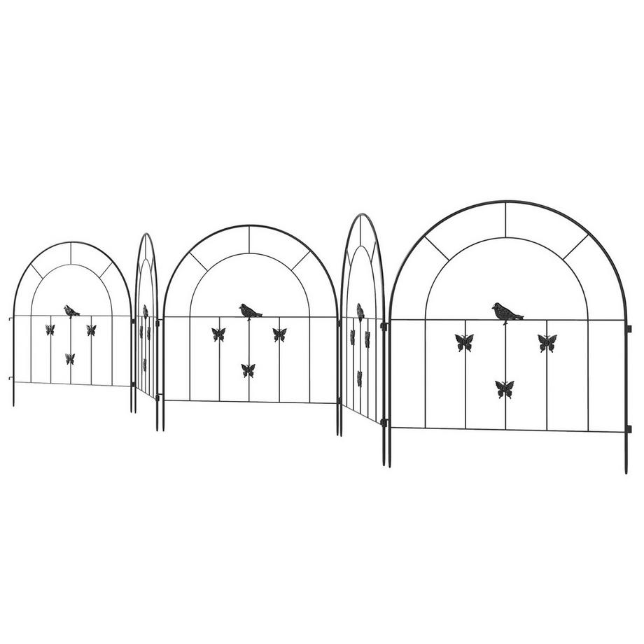 Northio  Gartenzaun Zaun Stahl 300 cm x 70 cm hoch Dekorativer Gitterzaun Set Zaunelemente Hundezaun Oberbogen Zaun für Hunde Landschaftszaun für Garten Blumenbeete Tierbarriere Außenbereich Schwarz Aosom 