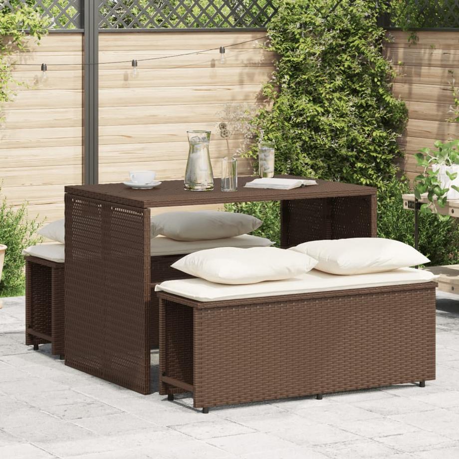 VidaXL Ensemble de salle à manger de jardin rotin synthétique  
