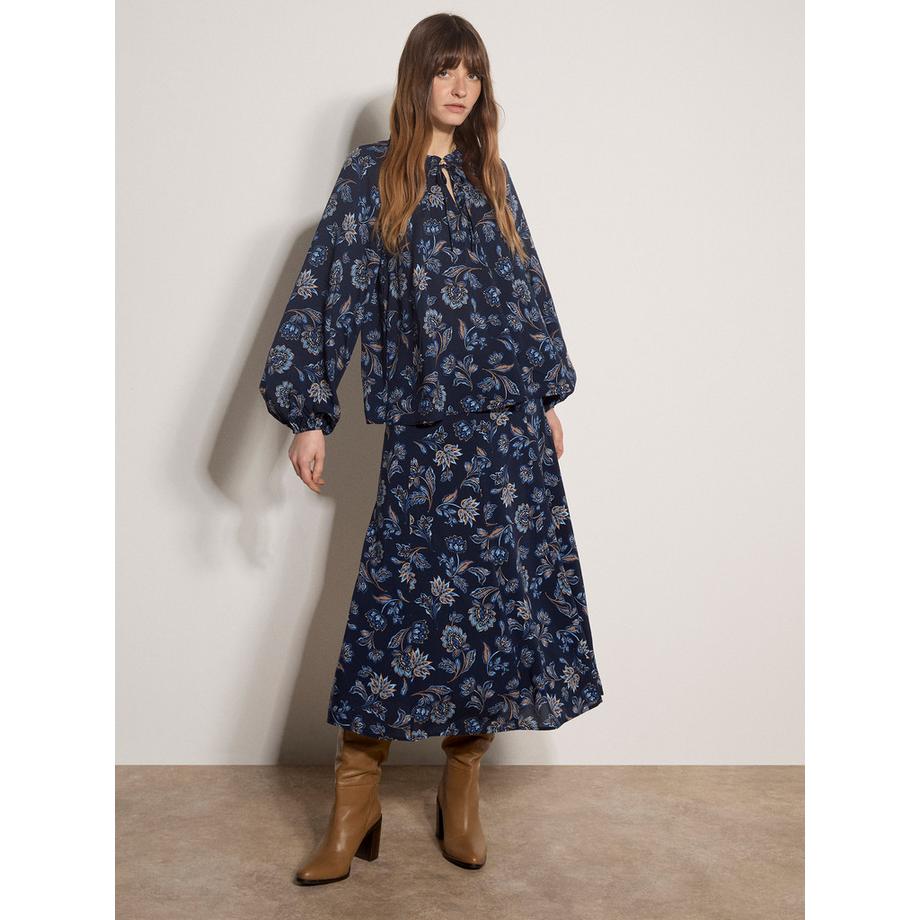 APRICOT Midi-Rock in A-Linie mit Folk-Blumenmuster  