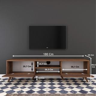 Calicosy Meuble TV 2 portes rabattables 2 niches  