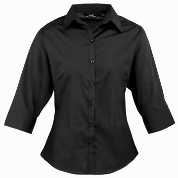 Chemisier en popeline à manches 3/4 / Chemise de travail unie