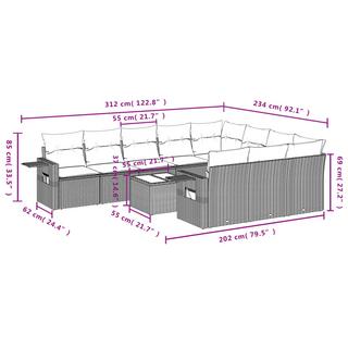 VidaXL set divano da giardino Polirattan  