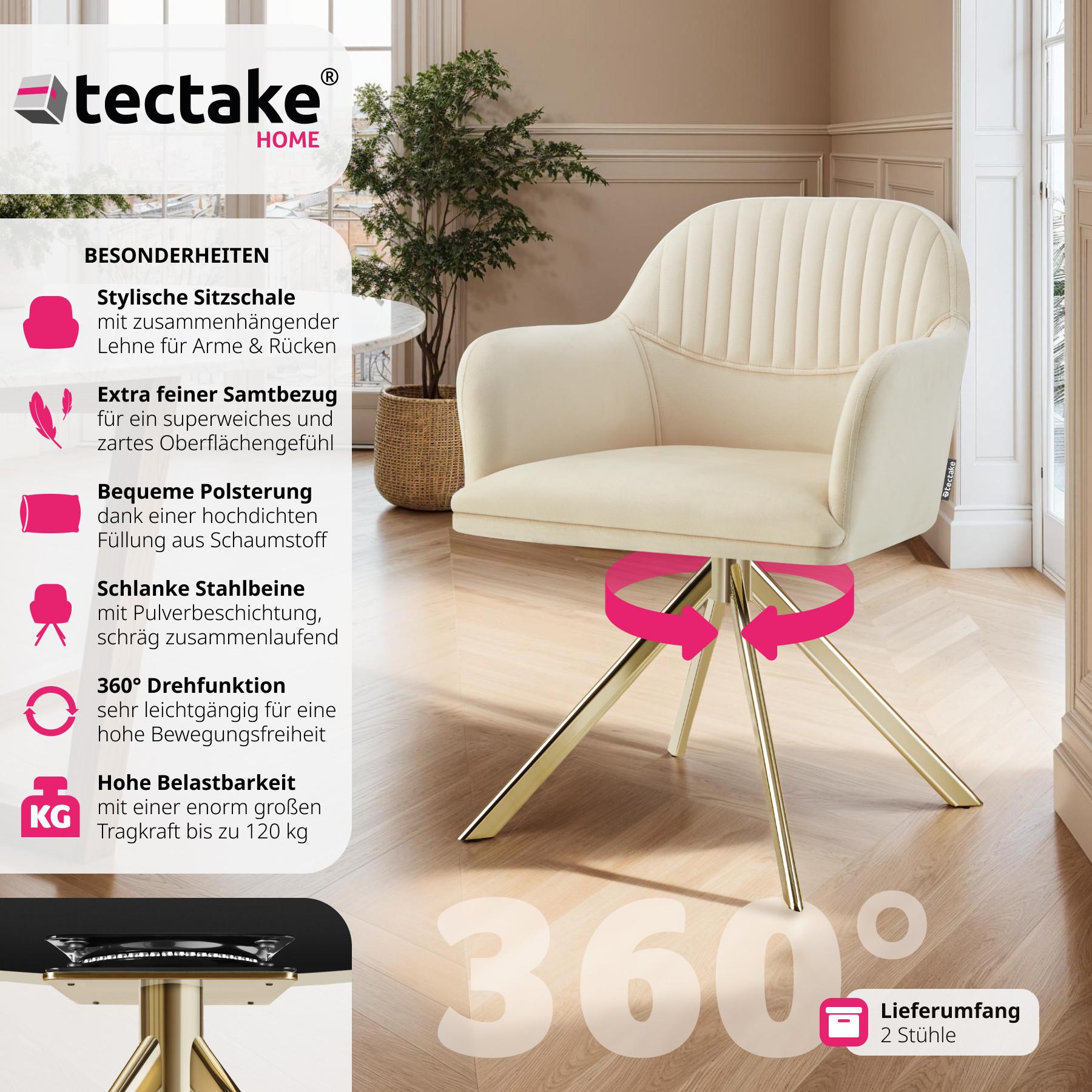 Tectake Chaise pivotante en velours Lona avec rembourrage épais  