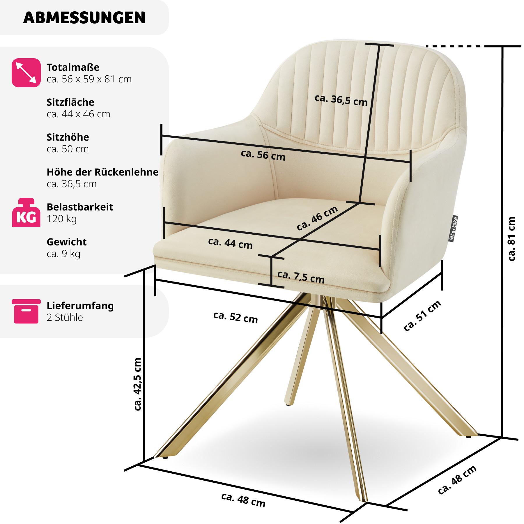 Tectake Chaise pivotante en velours Lona avec rembourrage épais  