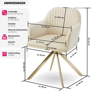 Tectake Samt-Drehstuhl Lona mit dicker Polsterung  