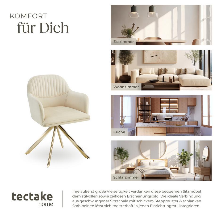 Tectake Sedia girevole effetto velluto Lona imbottita  