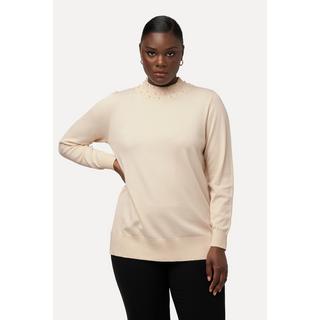 Ulla Popken  Pullover, Perlen, Stehkragen, Langarm, weicher Feinstrick 