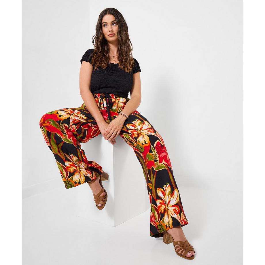 Joe Browns Weit geschnittene Hose mit Blumenmuster und Elastikbund  