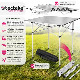 Tectake  Camping Klapptisch aus Aluminium inkl. Tasche 70x70x70cm 