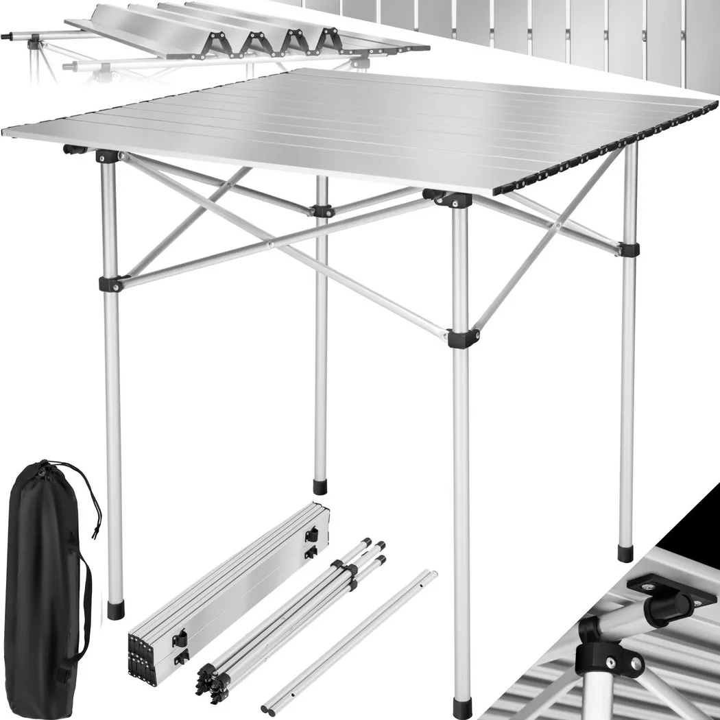 Tectake - Aluminium Campingtisch  klappbar wetterfest, 70 CM, Grau