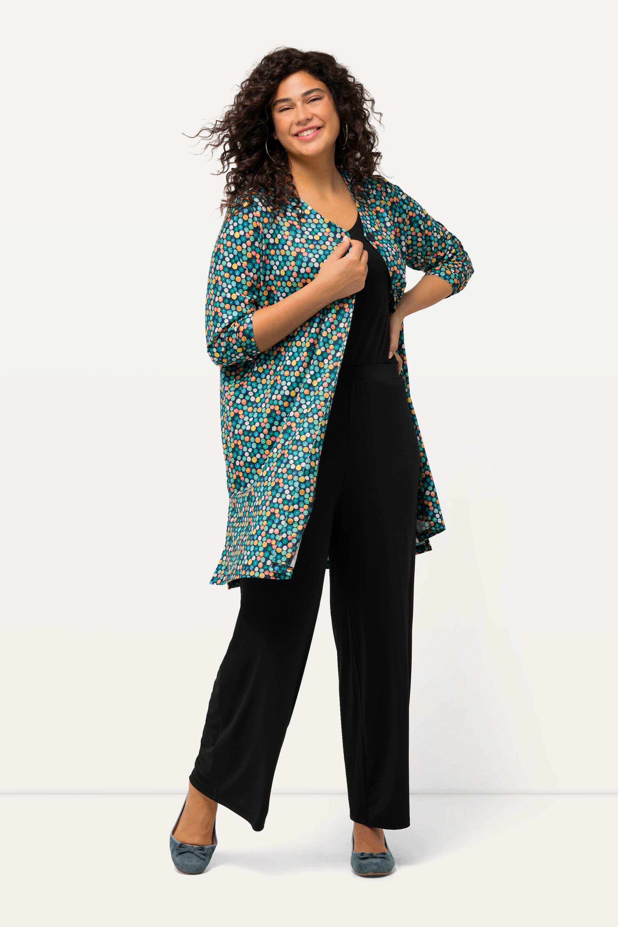 Ulla Popken Jerseyjacke Punkte A-Linie V-Ausschnitt  