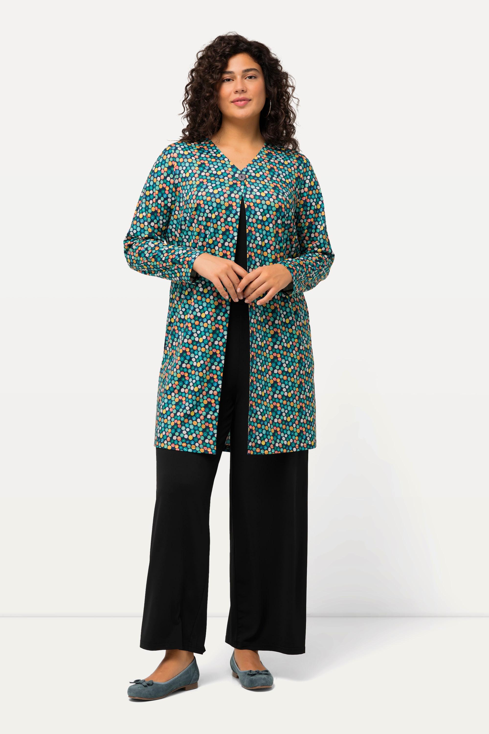 Ulla Popken Jerseyjacke Punkte A-Linie V-Ausschnitt  