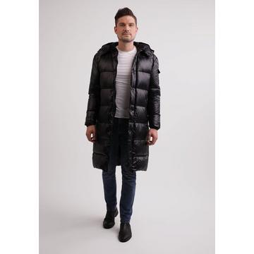 Langer Daunenmantel mit Kapuze und Kaschmirfutter