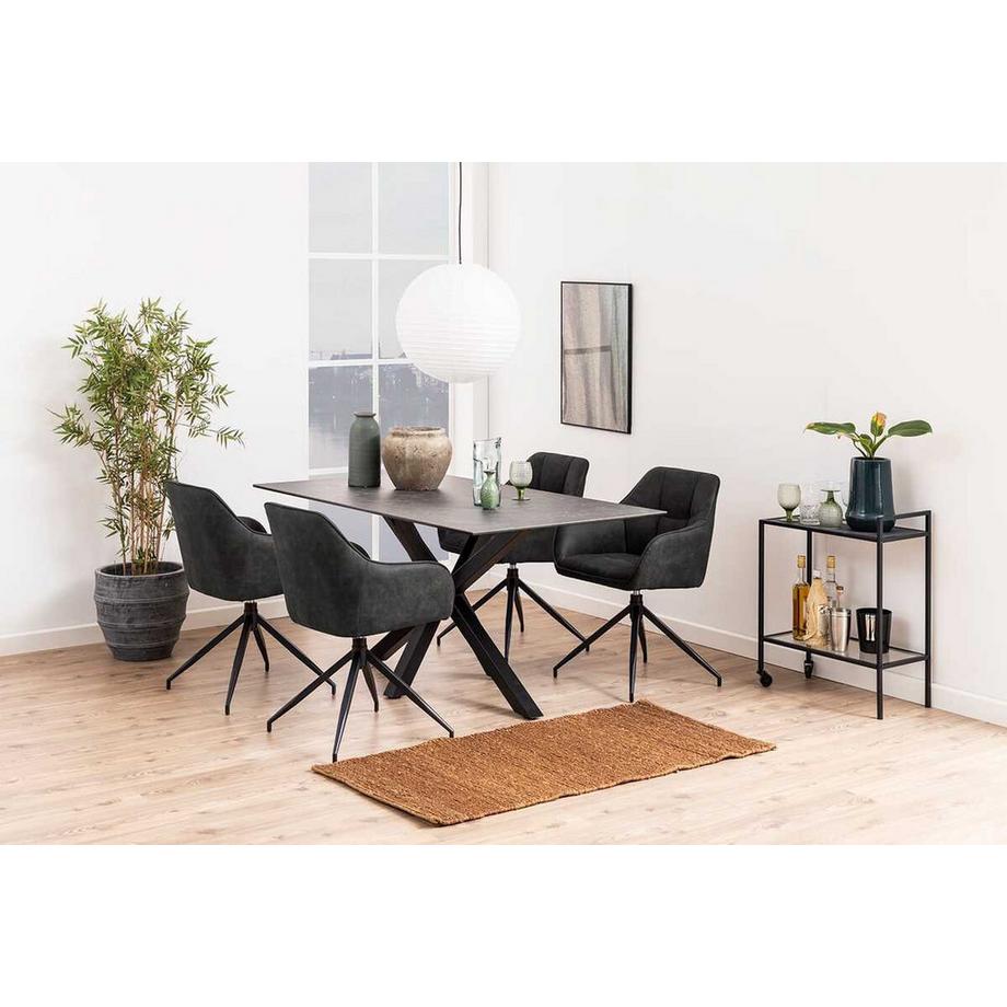 mutoni Sedia da pranzo con braccioli Breana antracite  