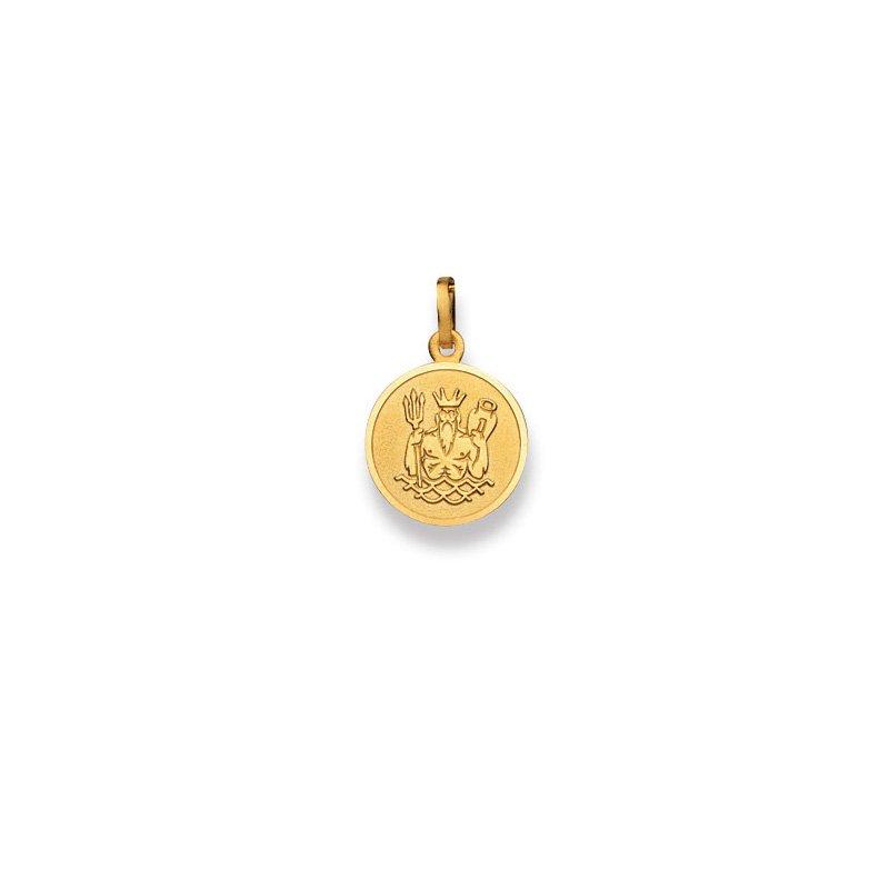 MUAU Schmuck  Pendentif signe du zodiaque verseau or jaune 750, 19x12mm 