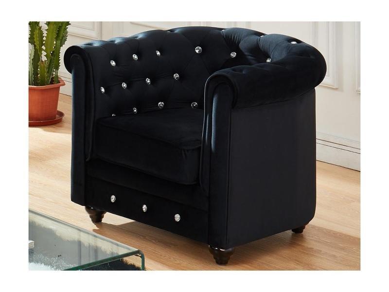 Vente-unique Couchgarnitur 3+CHESTERFIELD Samt mit Knöpfen in Kristalloptik  