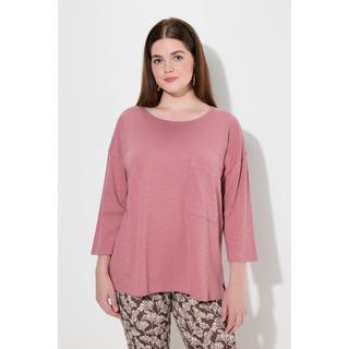 Ulla Popken  Maglia dal taglio oversize in cotone biologico con scollo a girocollo e maniche a 3/4 