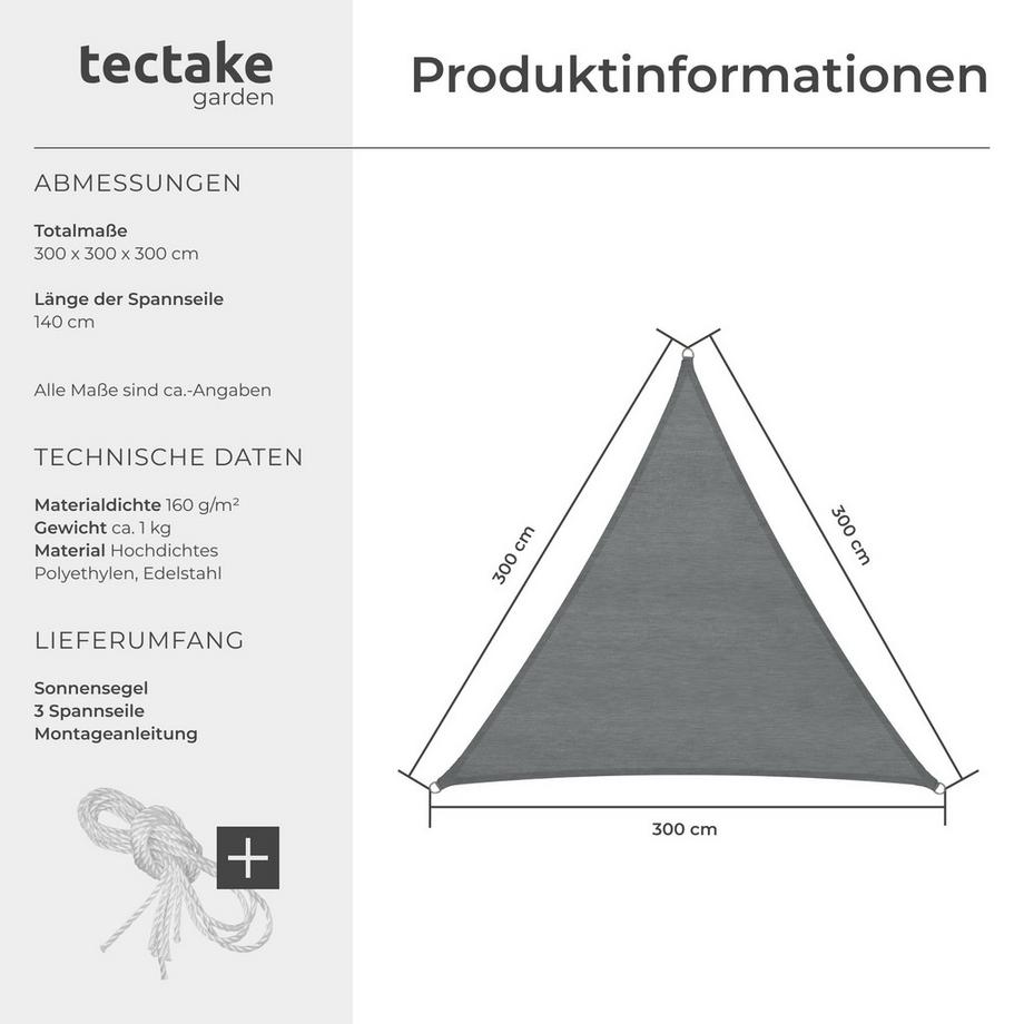 Tectake Vela ombreggiante  Triangolare, protezione UV 50+  