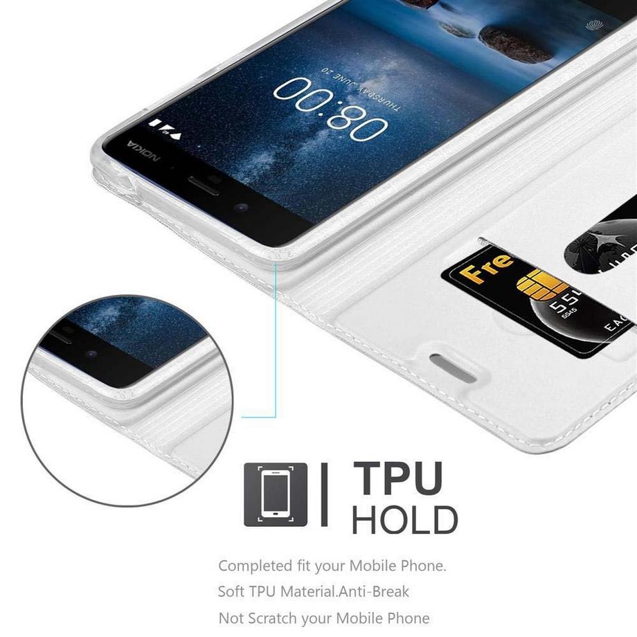Cadorabo  Housse compatible avec Nokia 8 2017 - Coque de protection avec fermeture magnétique, fonction de support et compartiment pour carte 