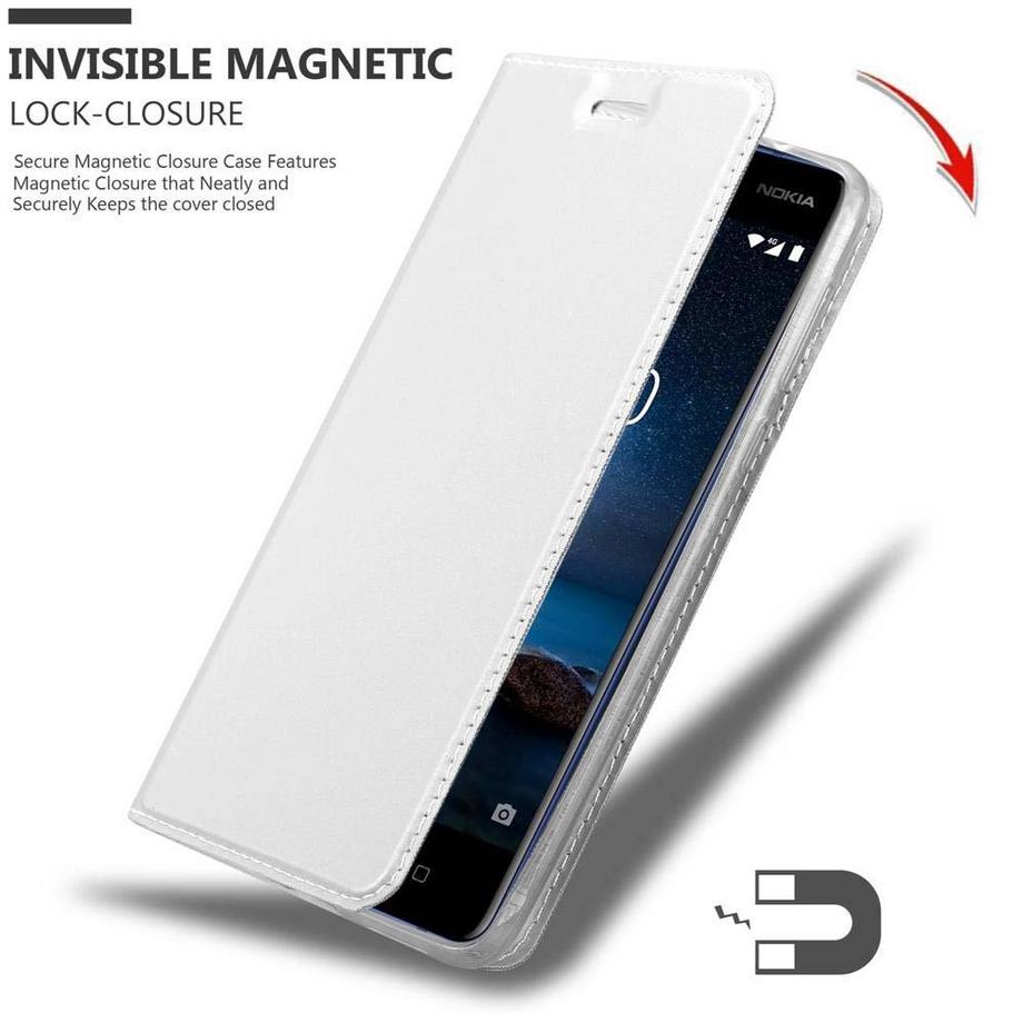 Cadorabo  Housse compatible avec Nokia 8 2017 - Coque de protection avec fermeture magnétique, fonction de support et compartiment pour carte 