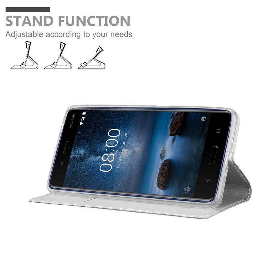 Cadorabo  Housse compatible avec Nokia 8 2017 - Coque de protection avec fermeture magnétique, fonction de support et compartiment pour carte 