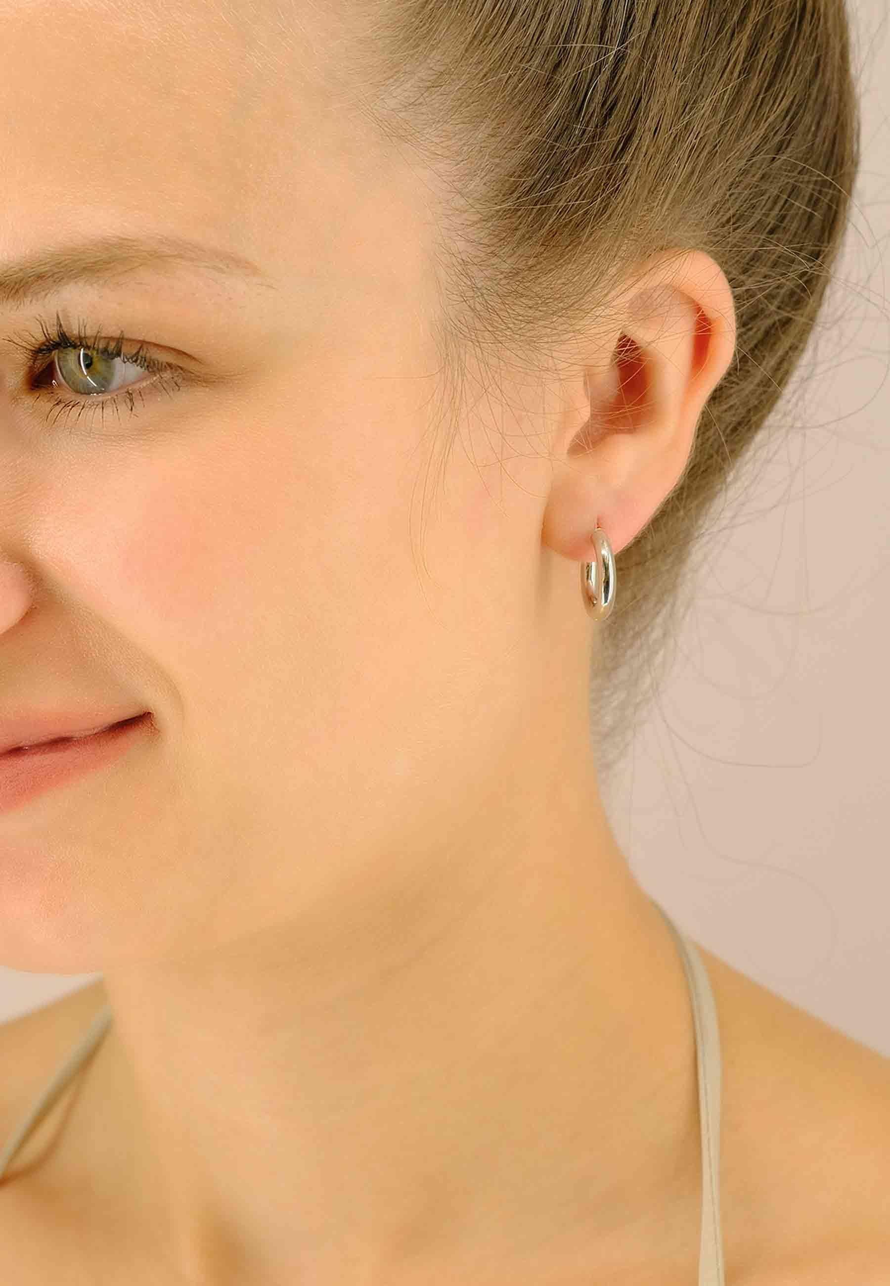 MUAU Schmuck  Creolen Weissgold 750 Runddraht Scharnier 16mm 