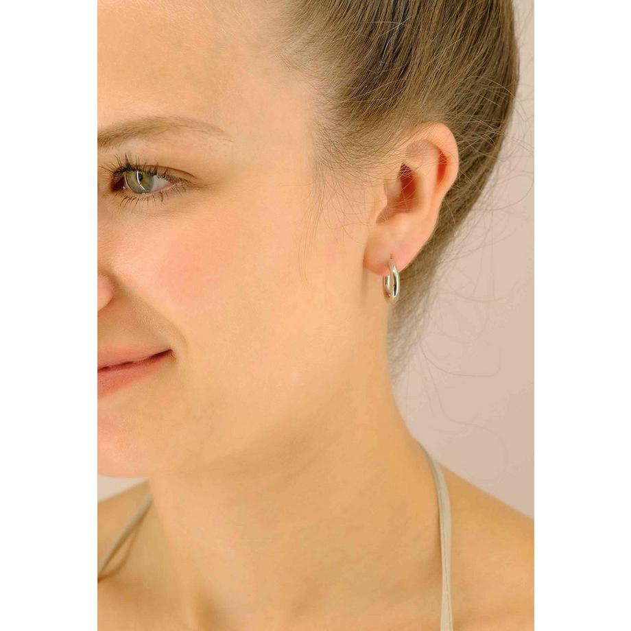 MUAU Schmuck  Creolen Weissgold 750 Runddraht Scharnier 16mm 