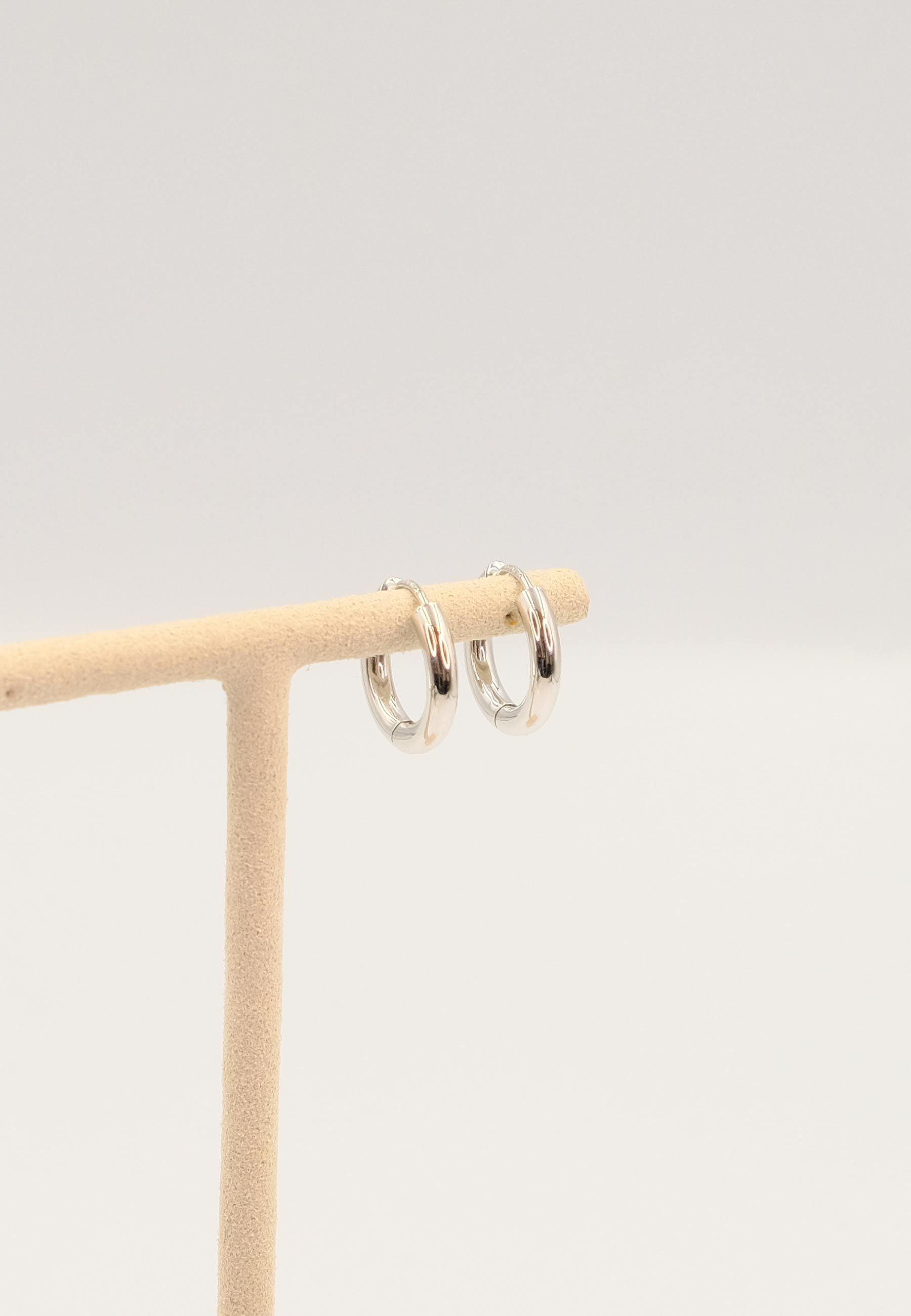 MUAU Schmuck  Creolen Weissgold 750 Runddraht Scharnier 16mm 